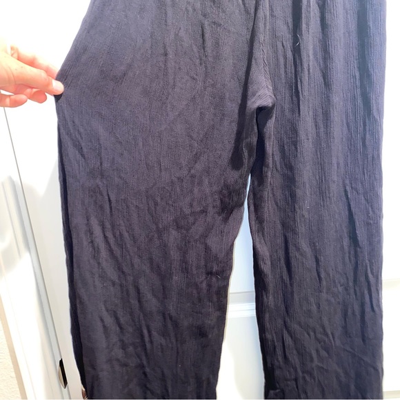Black Soft Womens Pants by Kona Sol Size Medium Long Pleated Homme Pants Bottoms - Picture 6 of 9